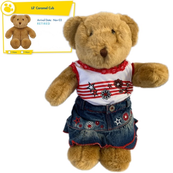 Build-A-Bear Other - VTG 2003 Build-A-Bear “Lil' Caramel Cub” Plush Bear with Denim Outfit